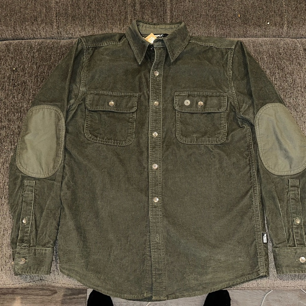 Men's Eddie Bauer BNWT Faultline Coruroy Shirt Green
